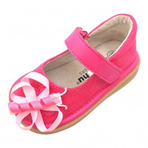 Mooshu Trainers Mädchen-Mary-Jane-Schuhe aus rosa Veloursleder mit Quietschfunktion, Kleinkindgrößen 5–9