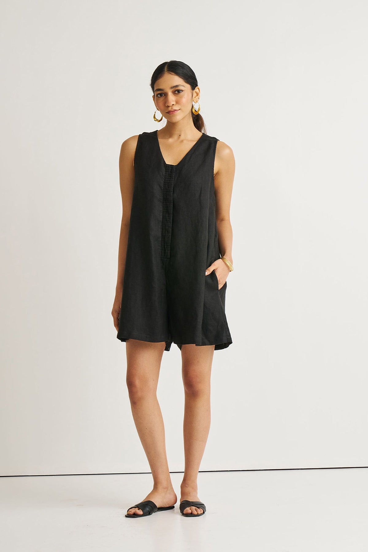 Romp and Play kurzer Jumpsuit – Schwarz