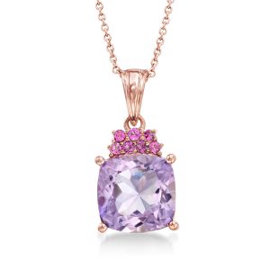 Ross-Simons Halskette mit Amethyst- und Rhodolith-Granat-Anhänger aus mit 18 kt Roségold vergoldetem Sterlingsilber