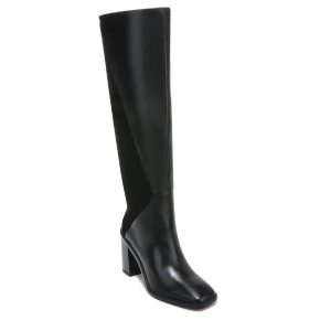 Stevie kniehohe Lederstiefel mit eckiger Zehenpartie