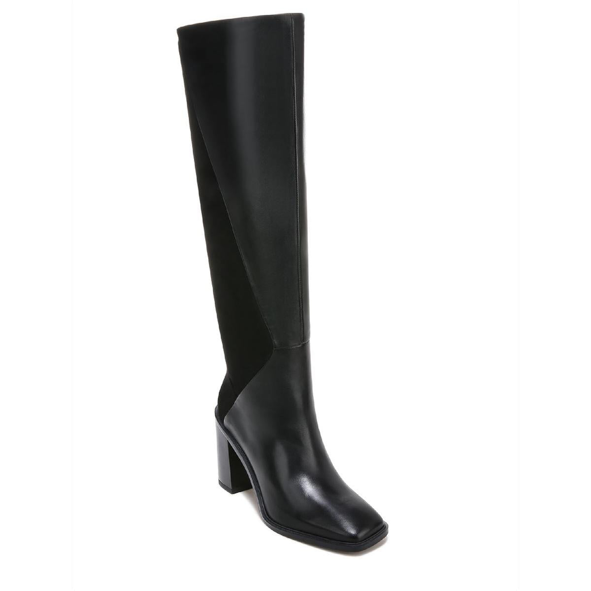 Stevie kniehohe Lederstiefel mit eckiger Zehenpartie