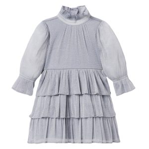 Janie and Jack Kinder-Meshkleid mit Glanzeffekt und Rüschen – 7782705397820