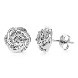 Runde Ohrstecker aus .925 Sterlingsilber mit laborgezüchteten Diamanten in Krappenfassung – 1/10 ct TW, 2/3 Zoll