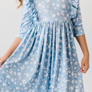 Bluebell 3/4 Kleid mit schwingendem Rock – Rüschen
