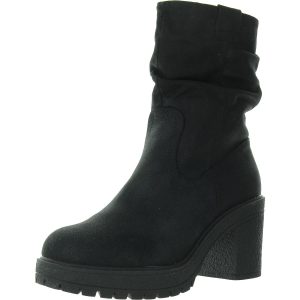 Halbhohe Stiefel aus Velourslederimitat mit Profilsohle