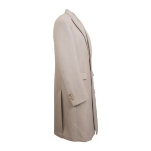 Hellbrauner einreihiger Mantel mit Revers
