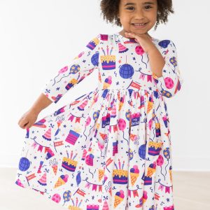 Happy Birthday Kleid mit schwingendem Rock – Taschen