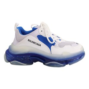Balenciaga Triple S Sneaker aus Nylon mit transparenter Sohle – Weiß/Blau – 7733802008636