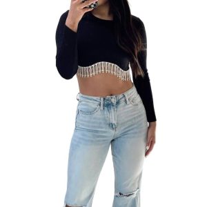 Dripping In Diamonds Top – Schwarz