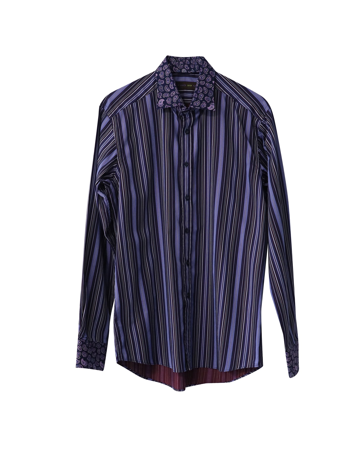 Etro Hemd – Paisley, Streifenmuster, bedruckt, Lila, Baumwolle