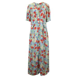 Rixo Jackson Krepp-Midikleid aus Viskose mit Blumenmuster – 7733766815804