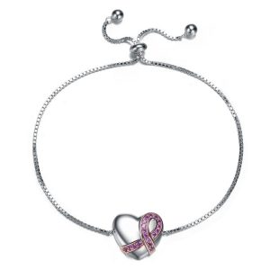 Verstellbares weißvergoldetes Armband mit Herzanhänger für Teenager und junge Erwachsene