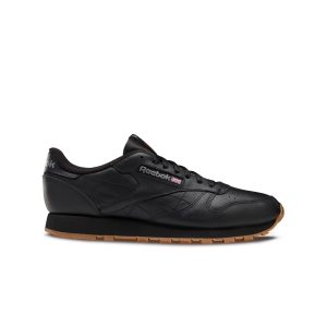 Klassische Herren-Lederlaufschuhe – Schwarz/Gum