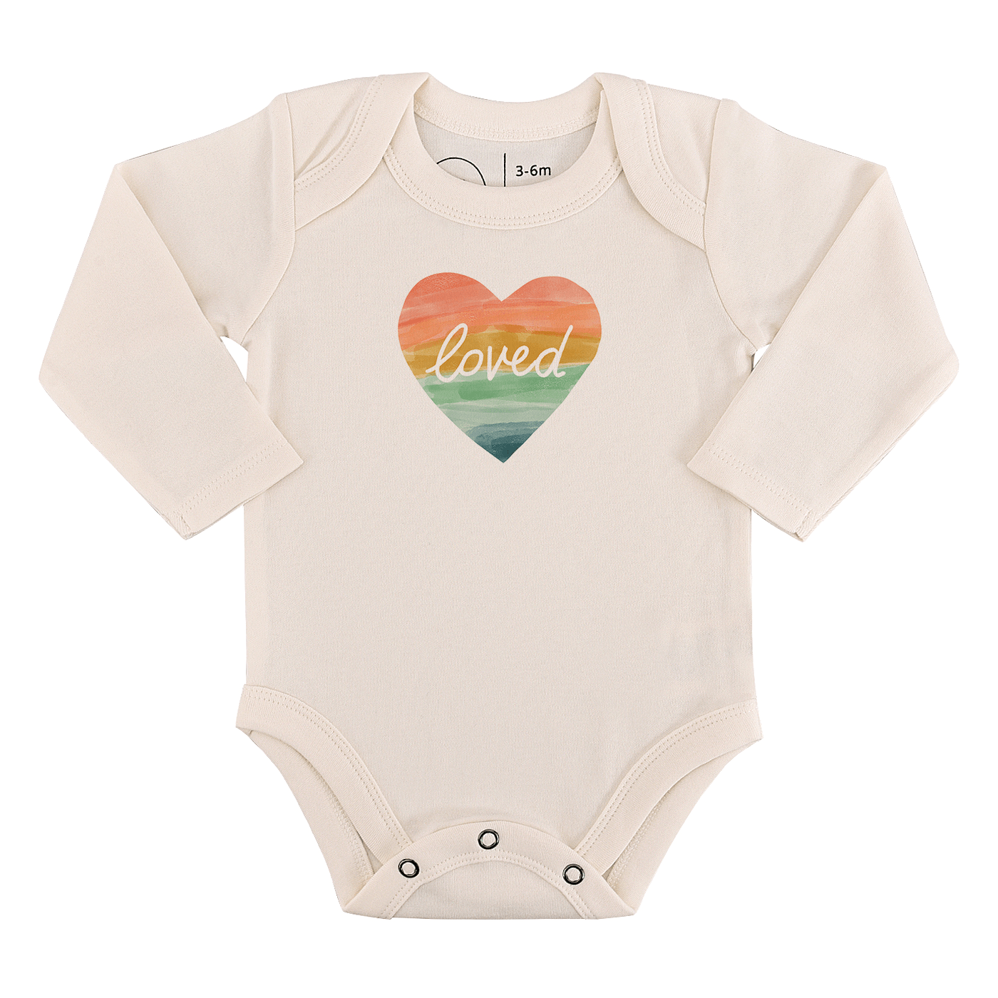Langärmeliger Baby-Body mit Grafikmotiv „Loved Rainbow Heart“