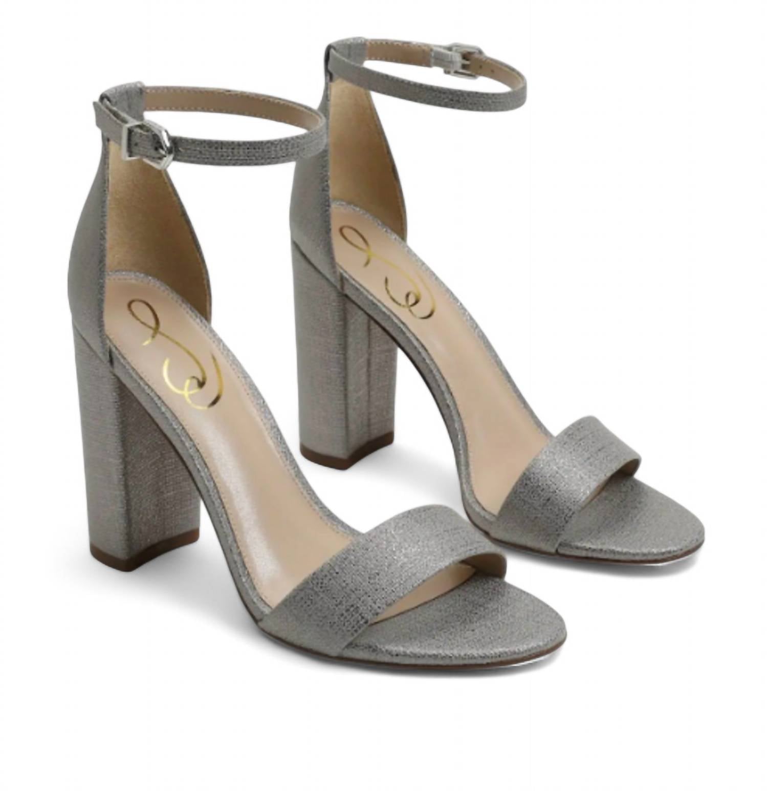 Yaro Sandalen mit Blockabsatz – Zinnfarben