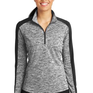 Sport-Tek PosiCharge Electric Heather Colorblock Damen-Pullover mit 1/4-Reißverschluss – LST397