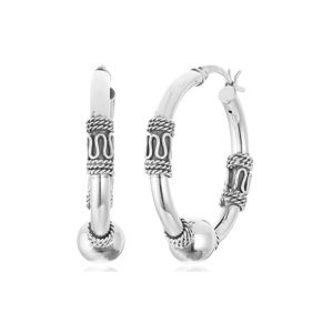 Balinese Creolen – Sterlingsilber, Perlenbesatz