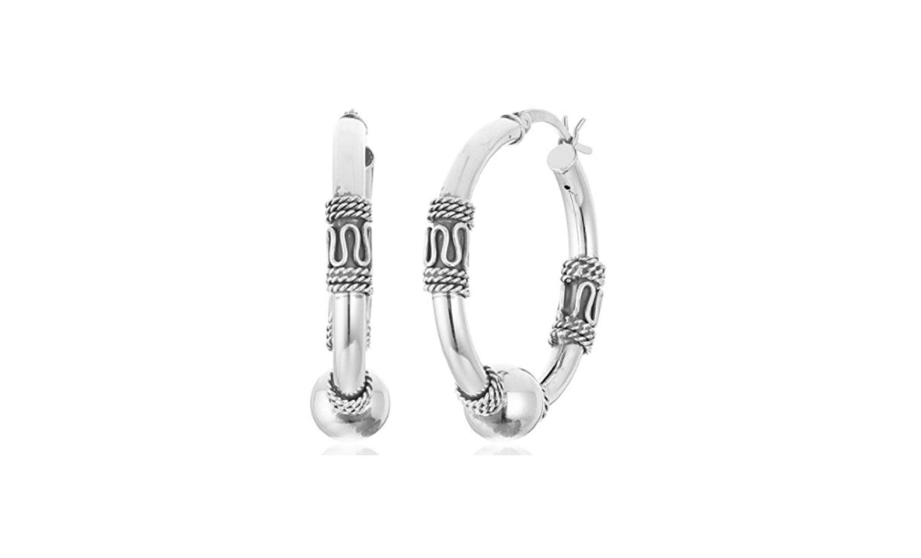 Balinese Creolen – Sterlingsilber, Perlenbesatz