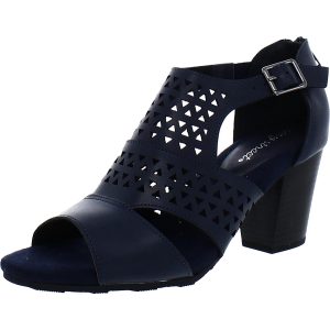 Adara Kunstleder-Absatzschuhe mit Lasercut-Details und Blockabsatz