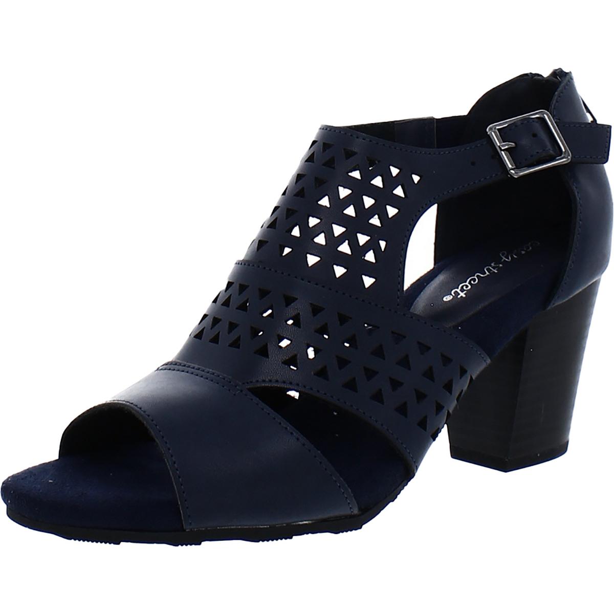 Adara Kunstleder-Absatzschuhe mit Lasercut-Details und Blockabsatz