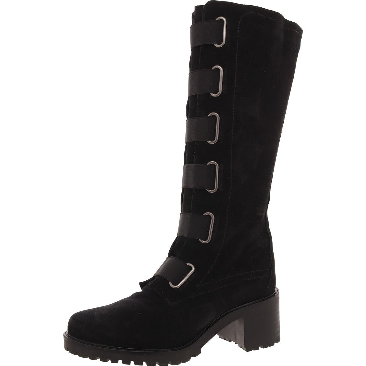 Kniehohe Velourslederstiefel mit gepolsterter Innensohle