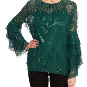 Oberteil mit Pailletten und Fransen – Glitter Pine