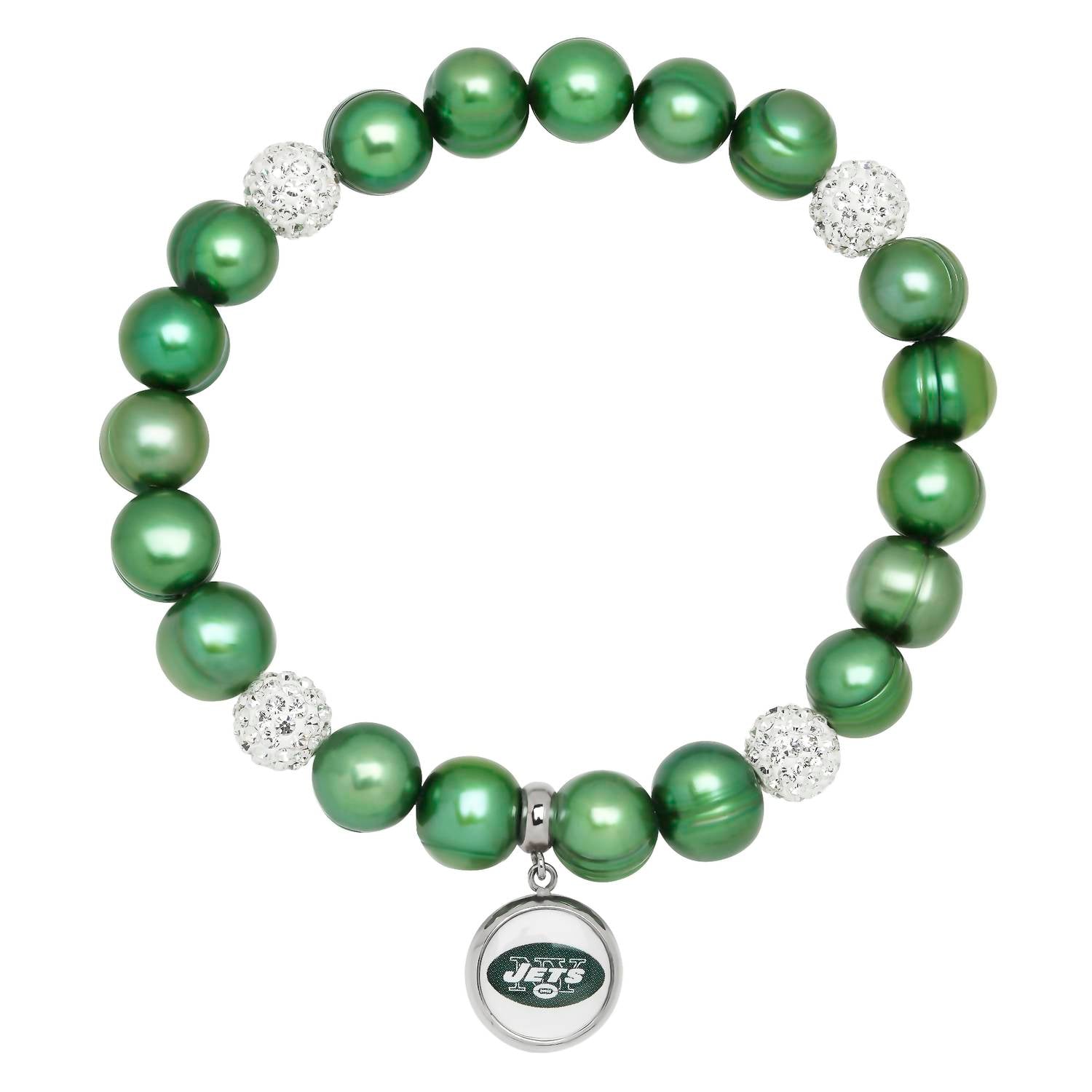 New York Jets 7732539949116 Armband – Kristall, Stretch, Perlen, Grün