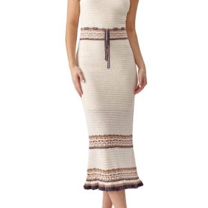 Brooklyn Natural/ 7732556333116 Midikleid – gehäkelt, Schwarz
