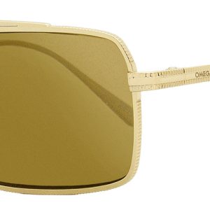 Omega OM0028H 32G rechteckige Herren-Sonnenbrille in Gold, 56 mm