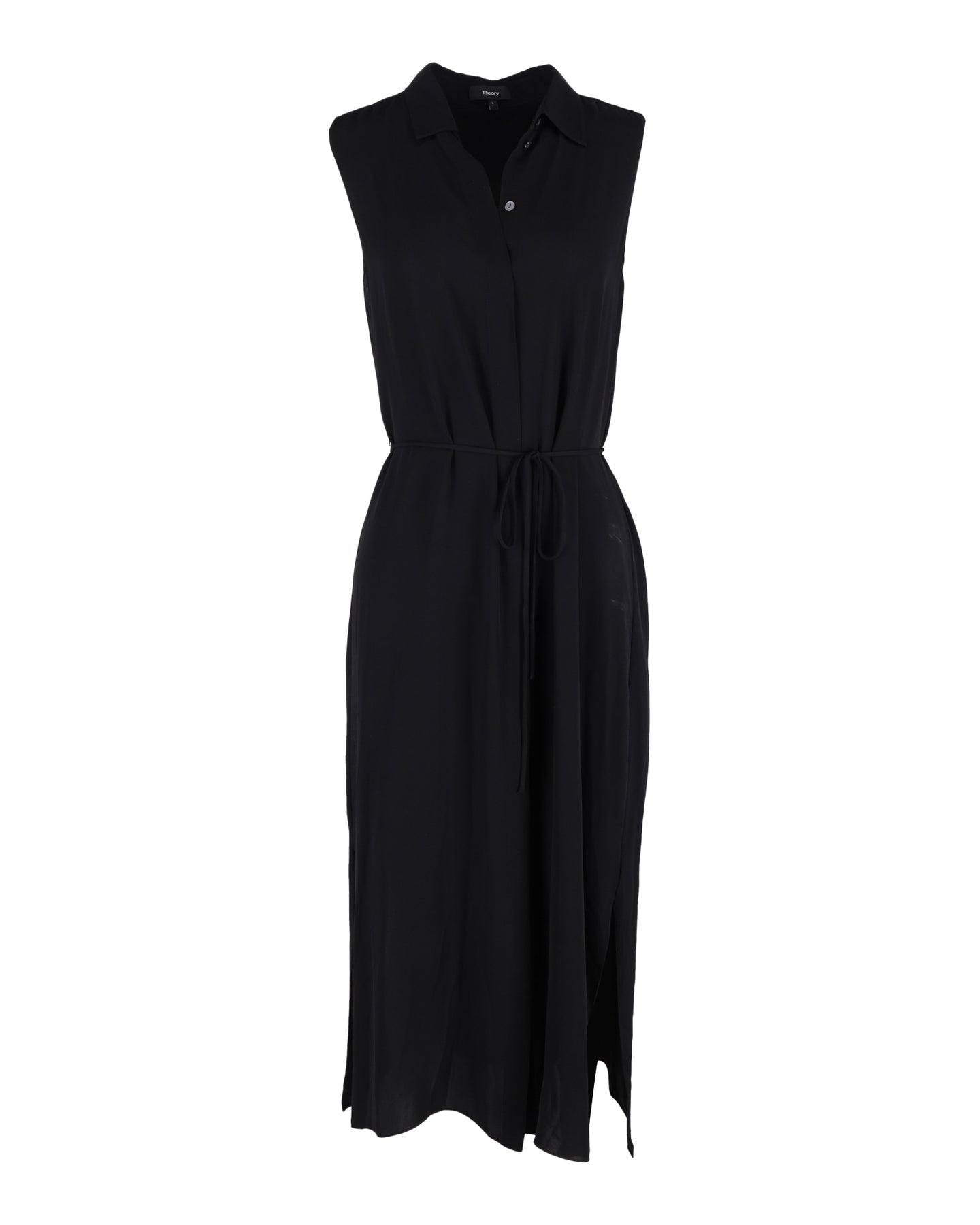 Theory ärmelloses Midikleid aus schwarzer Viskose