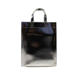 Shopper – Metallic-Optik, Leder, Silber