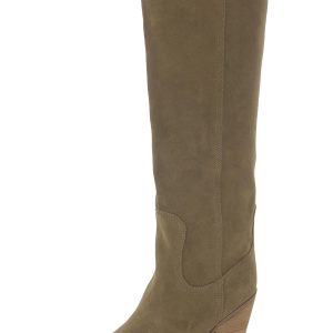 Wrangle kniehohe Damen-Velourslederstiefel mit Schichtabsatz