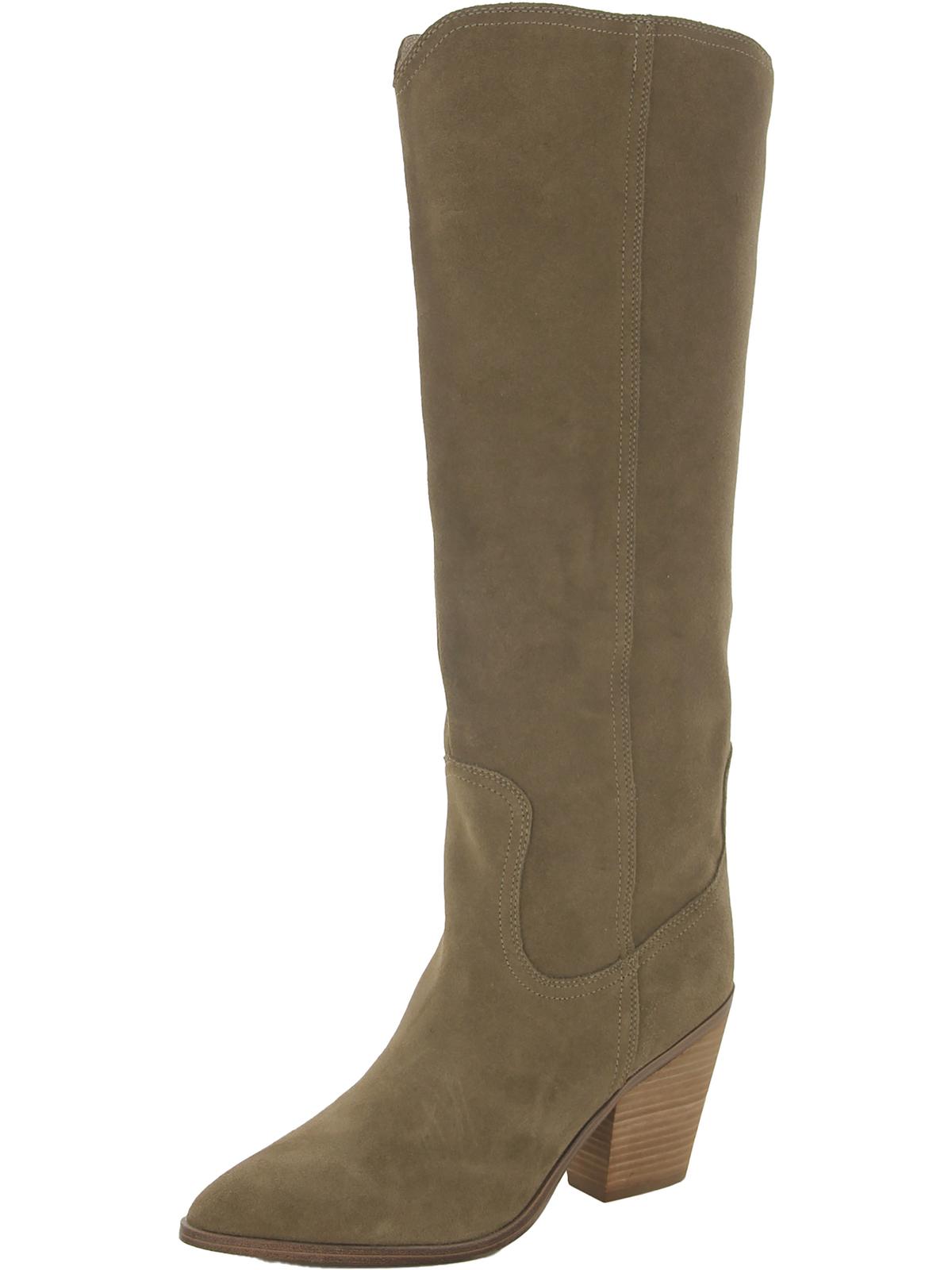 Wrangle kniehohe Damen-Velourslederstiefel mit Schichtabsatz