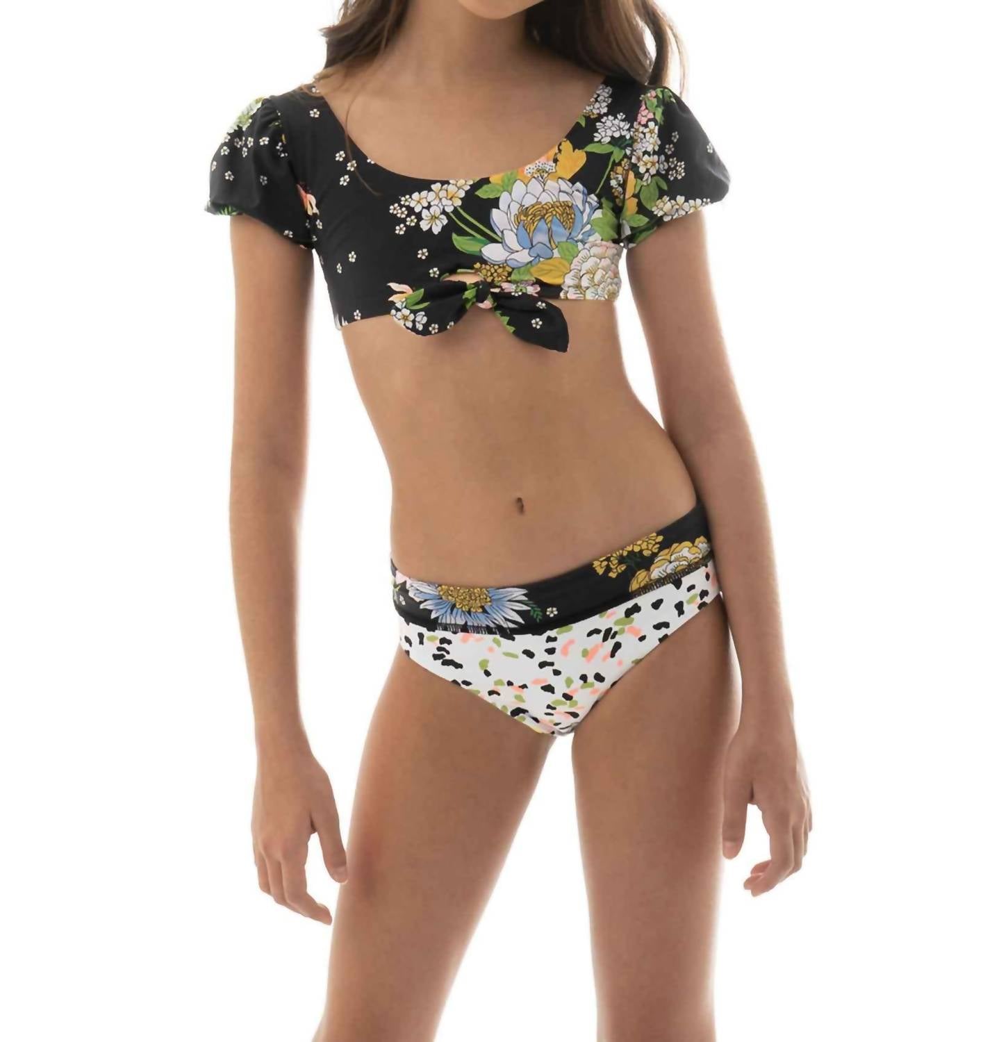 Nights Bouquet Bikini-Set – Mädchen, Schwarz