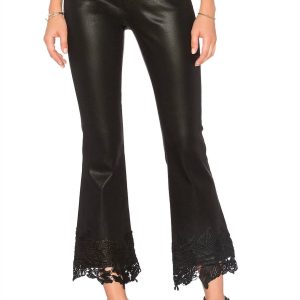 Selena verkürzte Bootcut-Jeans mit mittelhohem Bund in Black Lace
