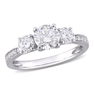 Mimi & Max 3-Stein-Verlobungsring aus 10-karätigem Weißgold mit synthetischem Moissanit – 1 3/8 ct DEW