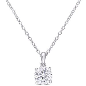 Mimi & Max 1ct DEW Anhänger – synthetischer Moissanit, Sterlingsilber, Solitär, Kette