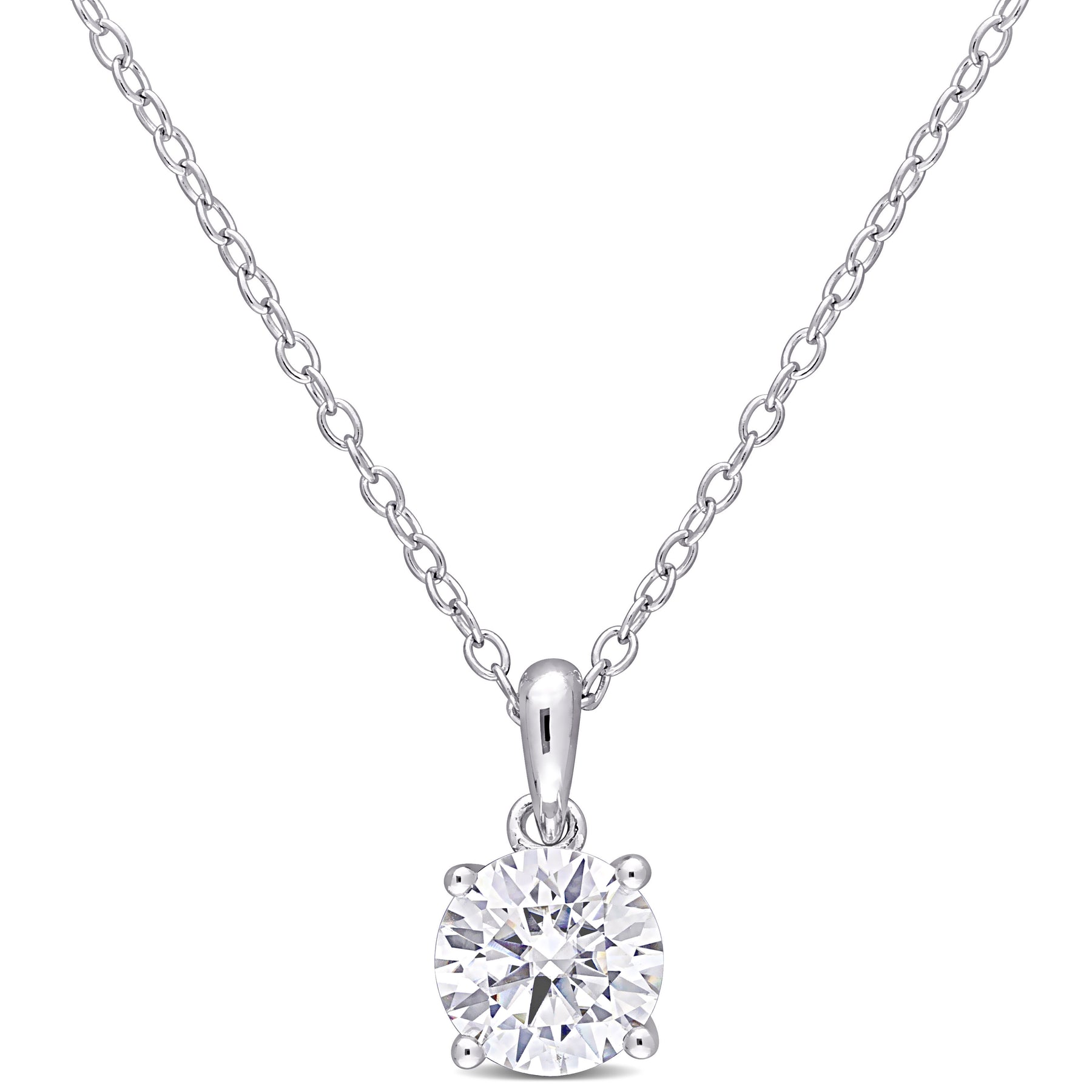 Mimi & Max 1ct DEW Anhänger – synthetischer Moissanit, Sterlingsilber, Solitär, Kette