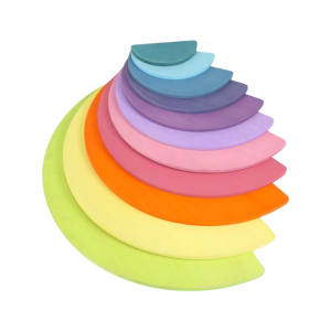 11-teilige große Holz-Regenbogen-Stapelhalbkreise und Bauplatten in Pastell-/Macaronfarben