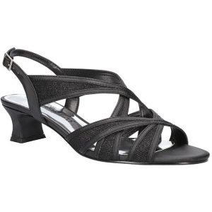 Tristen schimmernde Slingback-Sandalen mit überkreuzten Riemen