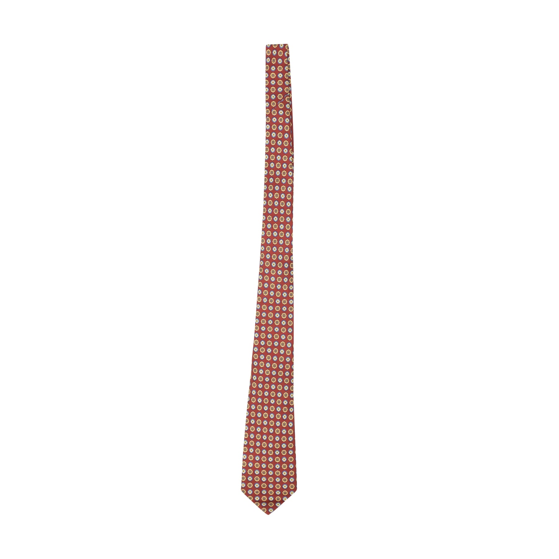 Brioni handgefertigte Seidenkrawatte mit Blumenmuster in Rot