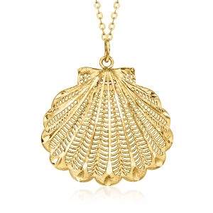 Ross-Simons 14kt Seashell Halskette – Gelbgold, Bogenkante, italienisch