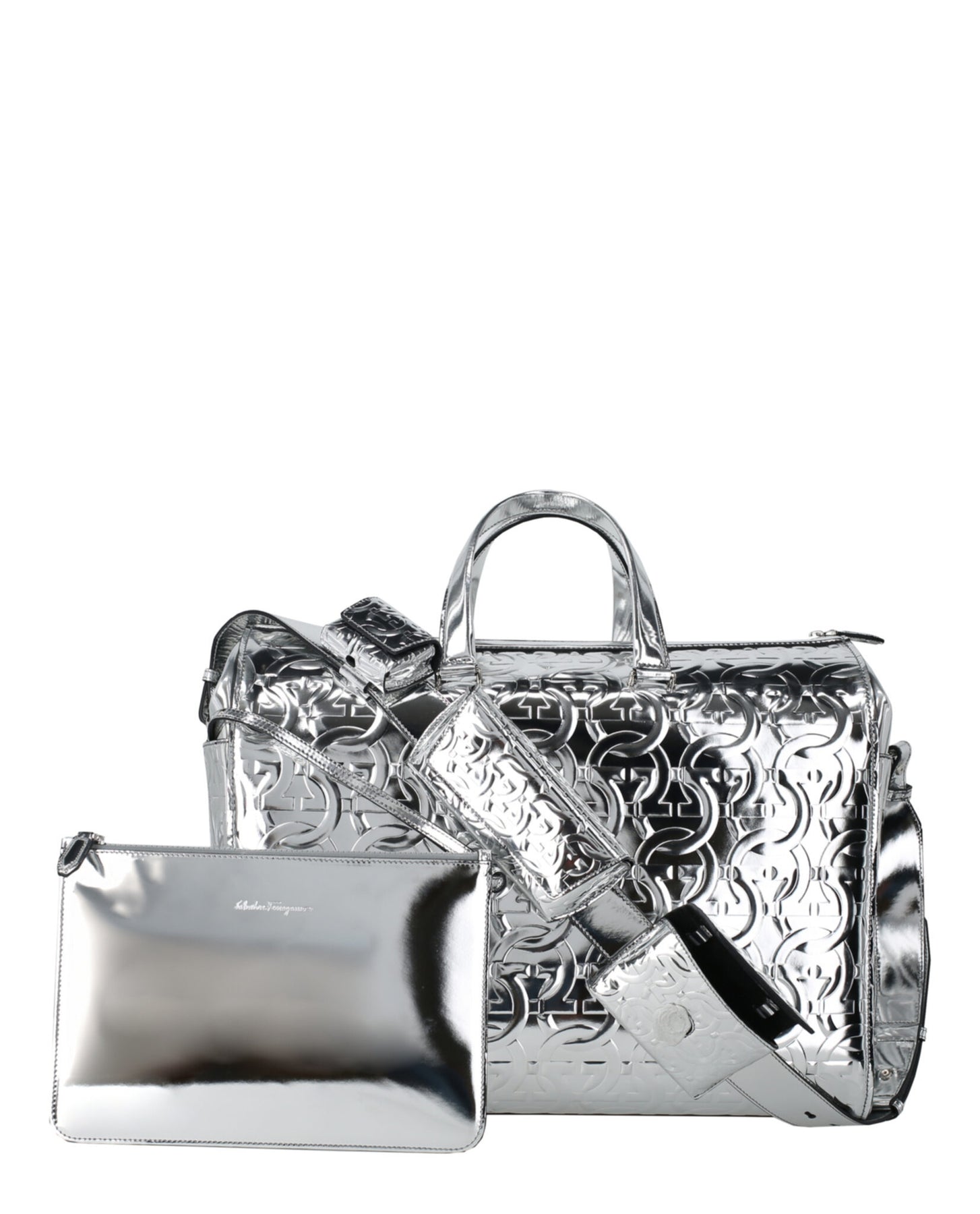 Brooklyn Monogram Shopper aus Metallic-Leder