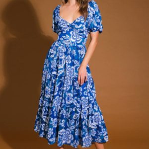 EXCEEDINGLY ELEGANT gewebtes Midikleid