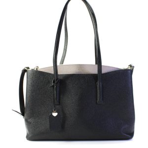 Kate Spade Two-Toned Schultertasche – Tragegriff, Leder, Damen, Reißverschluss, Schwarz