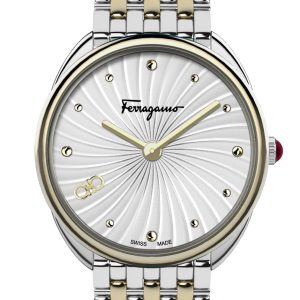 Ferragamo Damen-Quarzuhr in Silber, 34 mm