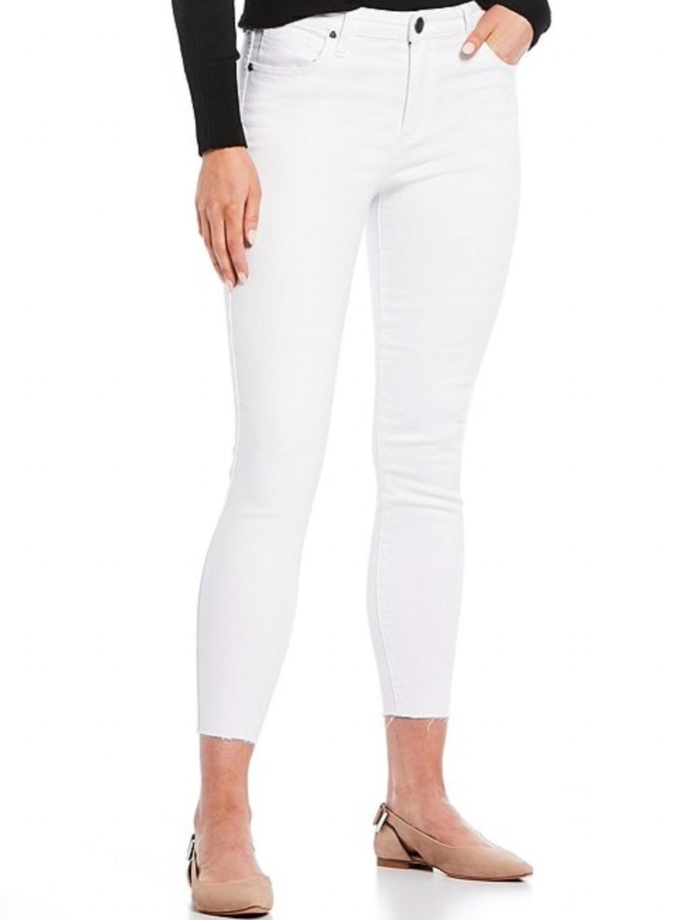 Connie knöchellange Skinny-Jeans mit hohem Bund – Weiß
