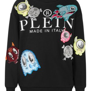 Monsters Pullover mit Rundhalsausschnitt und Kristallverzierung