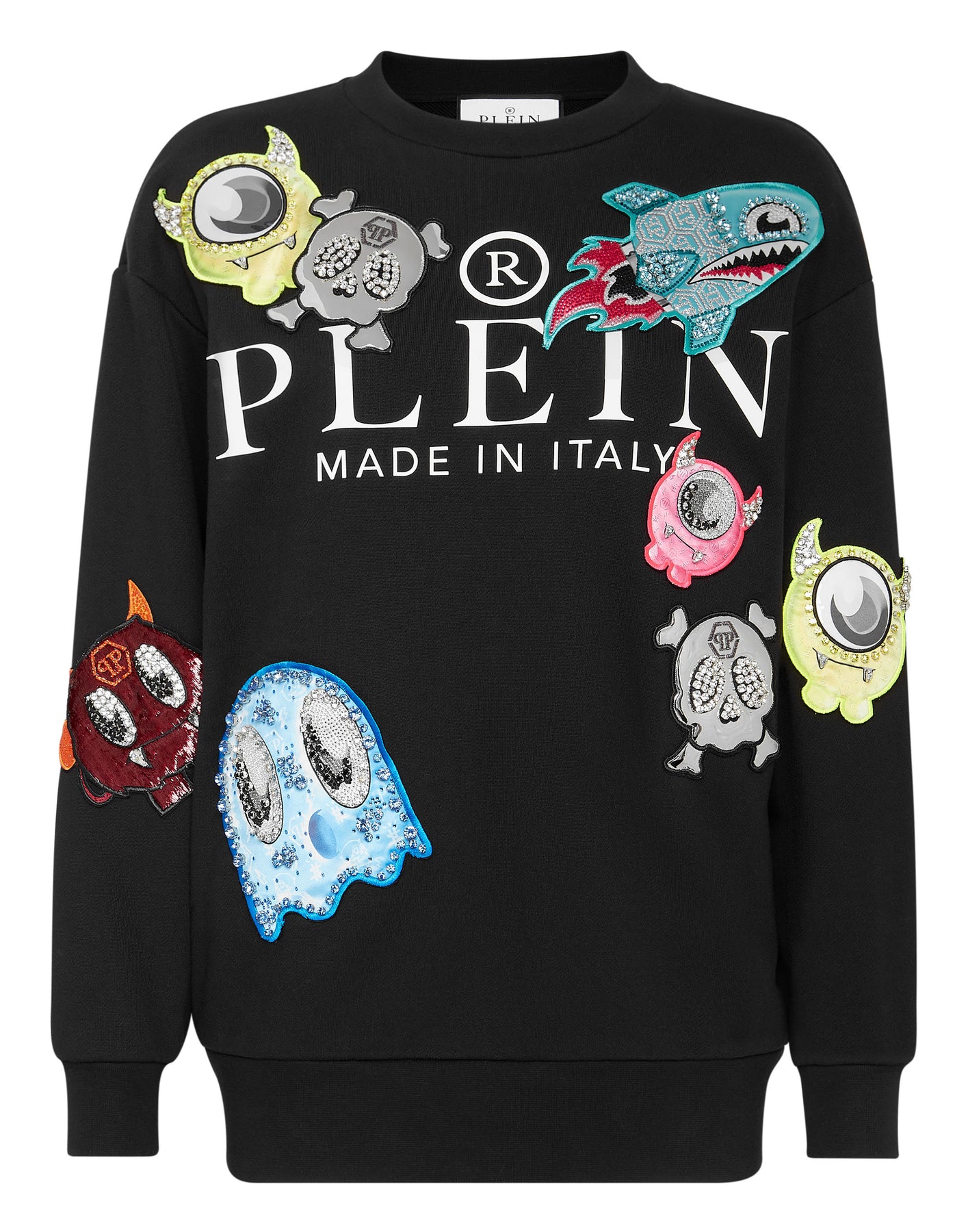 Monsters Pullover mit Rundhalsausschnitt und Kristallverzierung