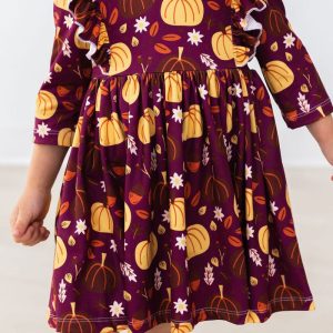 Pumpkin Patch Kleid mit schwingendem Rock – Rüschen
